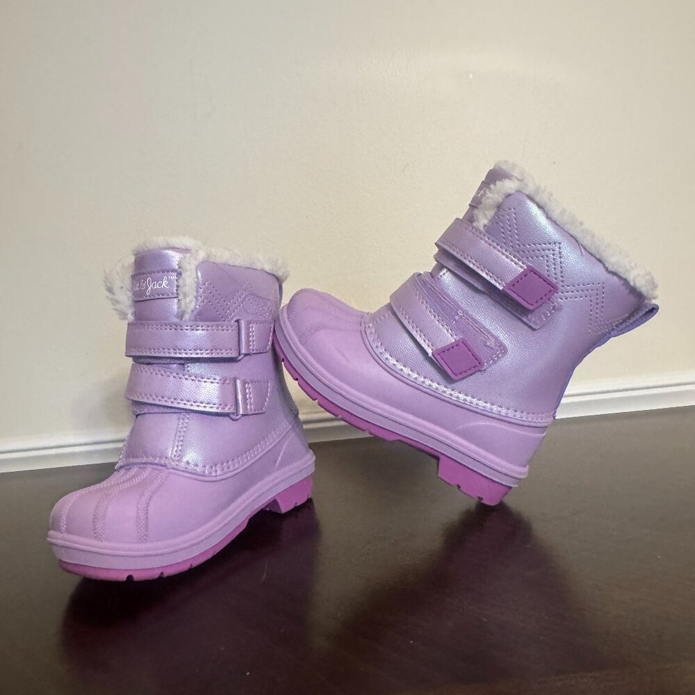 Cat & Jack Toddler Faux Fur Mid-Calf Winter Boots – Purple – Size 8 – Waterproof